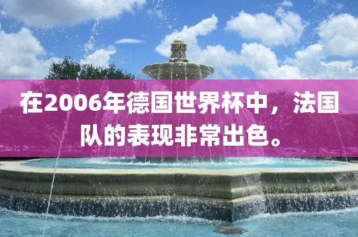 在2006年德国世界杯中，法国队的表现非常出色。