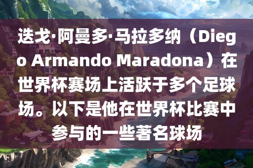 迭戈·阿曼多·马拉多纳（Diego Armando Marad洪湖市顺升工程机械租赁有限公司ona）在世界杯赛场上活跃于多个足球场。以下是他在世界杯比赛中参与的一些著名球场