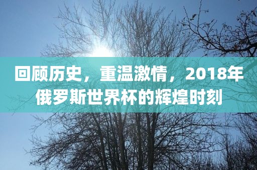 回顾历史，重温激情，2018年俄罗斯世界杯的辉煌时刻