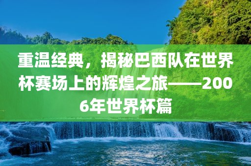 重温经典，揭秘巴西队在世界杯赛场上的辉煌之旅——2006年世界杯篇