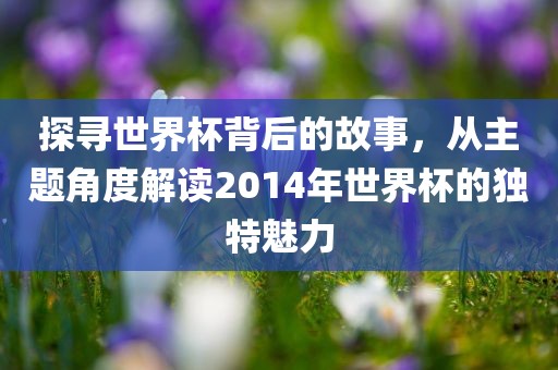 探寻世界杯背后的故事，从主题角度解读2014年世界杯的独特魅力