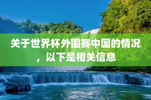 关于世界杯外围赛中国的情况，以下是相关信息