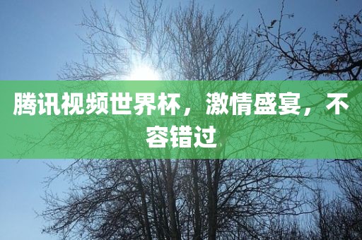 腾讯视频世界杯，激情盛宴，不容错过