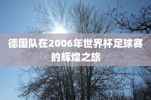 德国队在2006年世界杯足球赛的辉煌之旅洪湖市顺升工程机械租赁有限公司