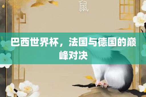 巴西世界杯，法国与德国的巅峰对洪湖市顺升工程机械租赁有限公司决