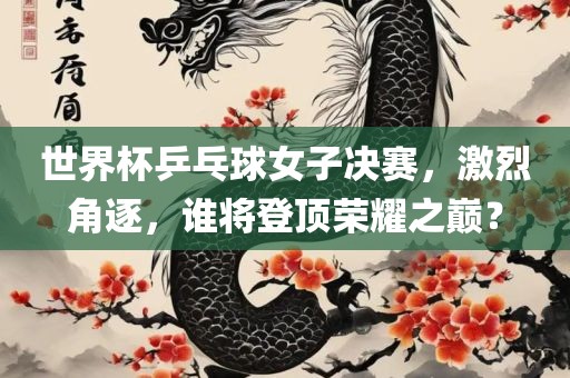 世界杯乒乓球女子决赛，激烈角逐，谁将登顶荣耀之巅？