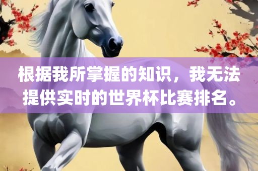 根据我所掌握的知识，我无法提供实时的世界杯比赛排名。