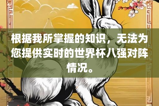 根据我所掌握的知识，无法为您提供实时的世界杯八强对阵情况。