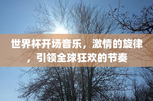 世界杯开场音乐，激情的旋律，引领全球狂欢的节奏