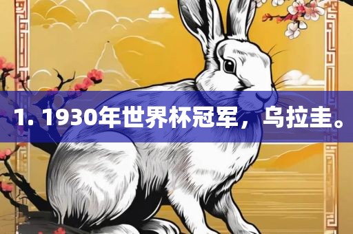 1. 1930年世界杯冠军，乌拉圭。