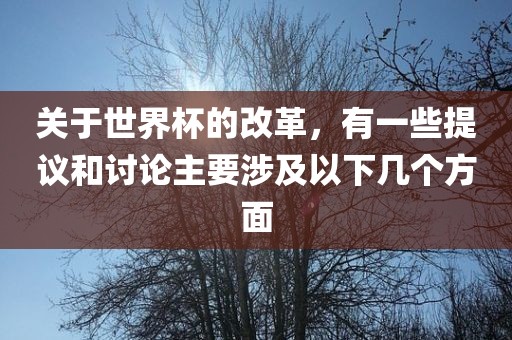 关于世界杯的改革，有一些提议和讨论主要涉及以下几个方面