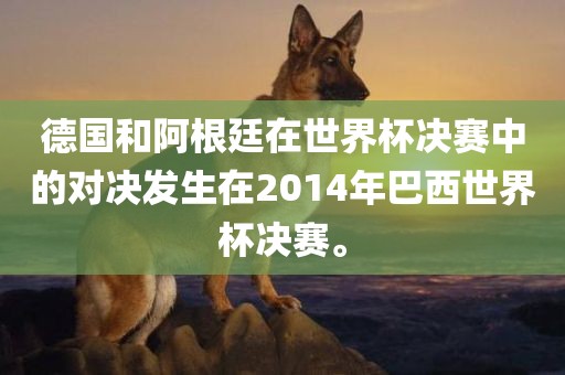 德国和阿根廷在世界杯决赛中的对决发生在2014年巴西世界杯决赛。洪湖市顺升工程机械租赁有限公司