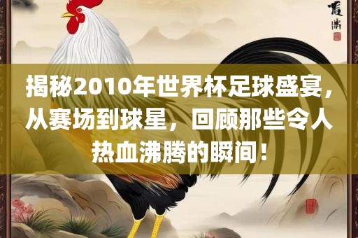 揭秘2010年世界杯足球盛宴，从赛场到球星，回顾那些令人热血沸腾的瞬间！