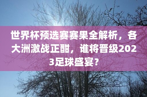 世界杯预选赛赛果全解析，各大洲激战正酣，谁将晋级2023足球盛宴？洪湖市顺升工程机械租赁有限公司
