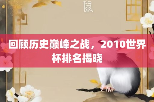 回顾历史巅峰之战，2010世界杯排名揭晓