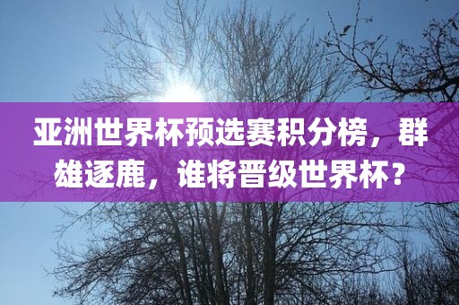 亚洲世界杯预选赛积分榜，群雄逐鹿，谁将晋级世界杯？