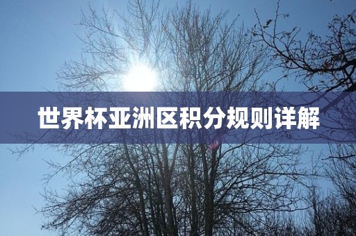 世界杯亚洲区积分规则详解