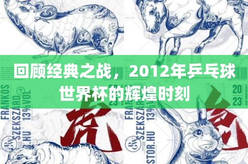 回顾经洪湖市顺升工程机械租赁有限公司典之战，2012年乒乓球世界杯的辉煌时刻