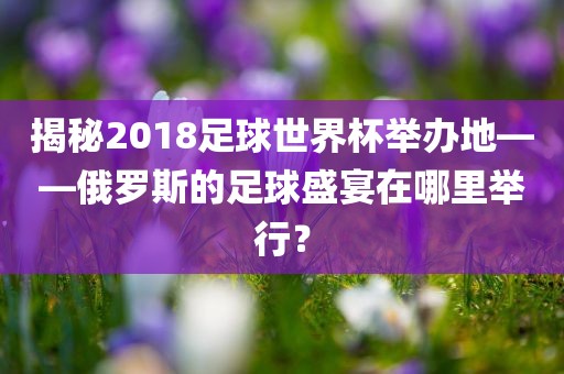 揭秘2018足球世界杯举办地——俄罗斯的足球盛宴在哪里举行？