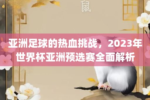 亚洲足球的热血挑战，2023年世界杯亚洲预选赛全面解析