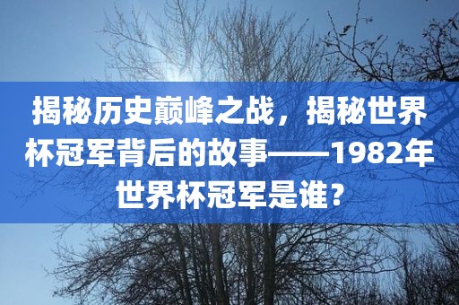 揭秘历史巅峰之战，揭秘世界杯冠军背后的故事——1982年世界杯冠军是谁？洪湖市顺升工程机械租赁有限公司
