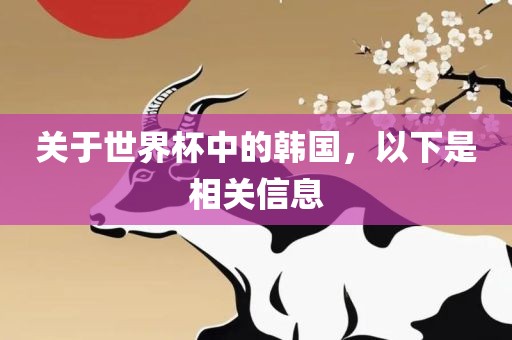 关于世界杯中的韩国，以下是相关信息