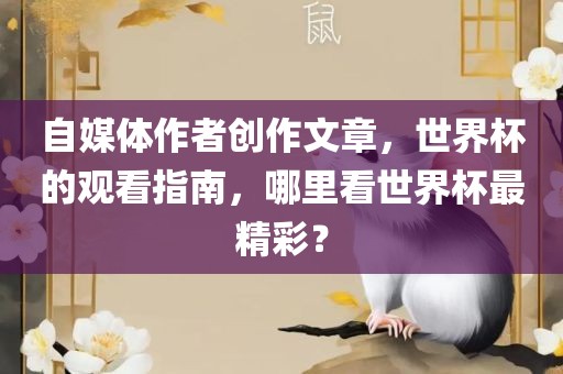 自媒体作者创作文章，世界杯的观看指南，哪里看世界杯最精彩？